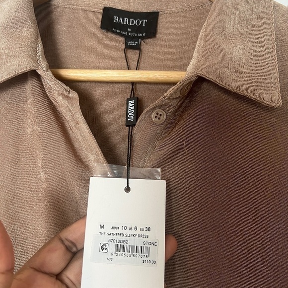 Bardot The Gathered Slinky Dress in Stone - Picture 9 of 9